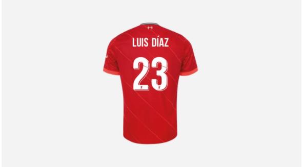 利物浦官网披露迪亚斯身穿23号球衣 已开始出售